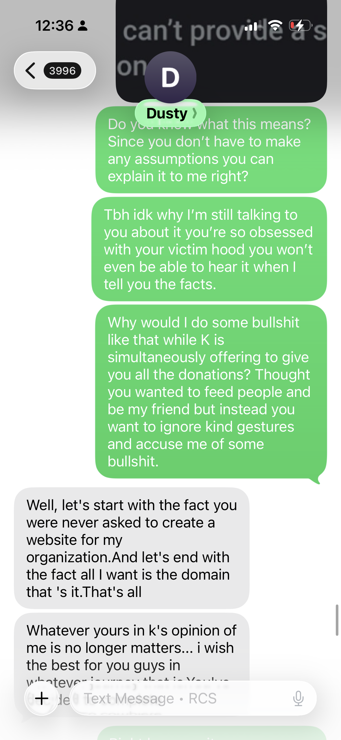 Text Thread Part 4 - Escalating Tension