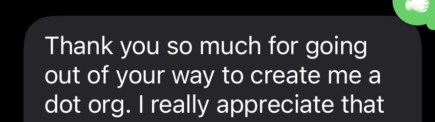 How it started - TYSM message